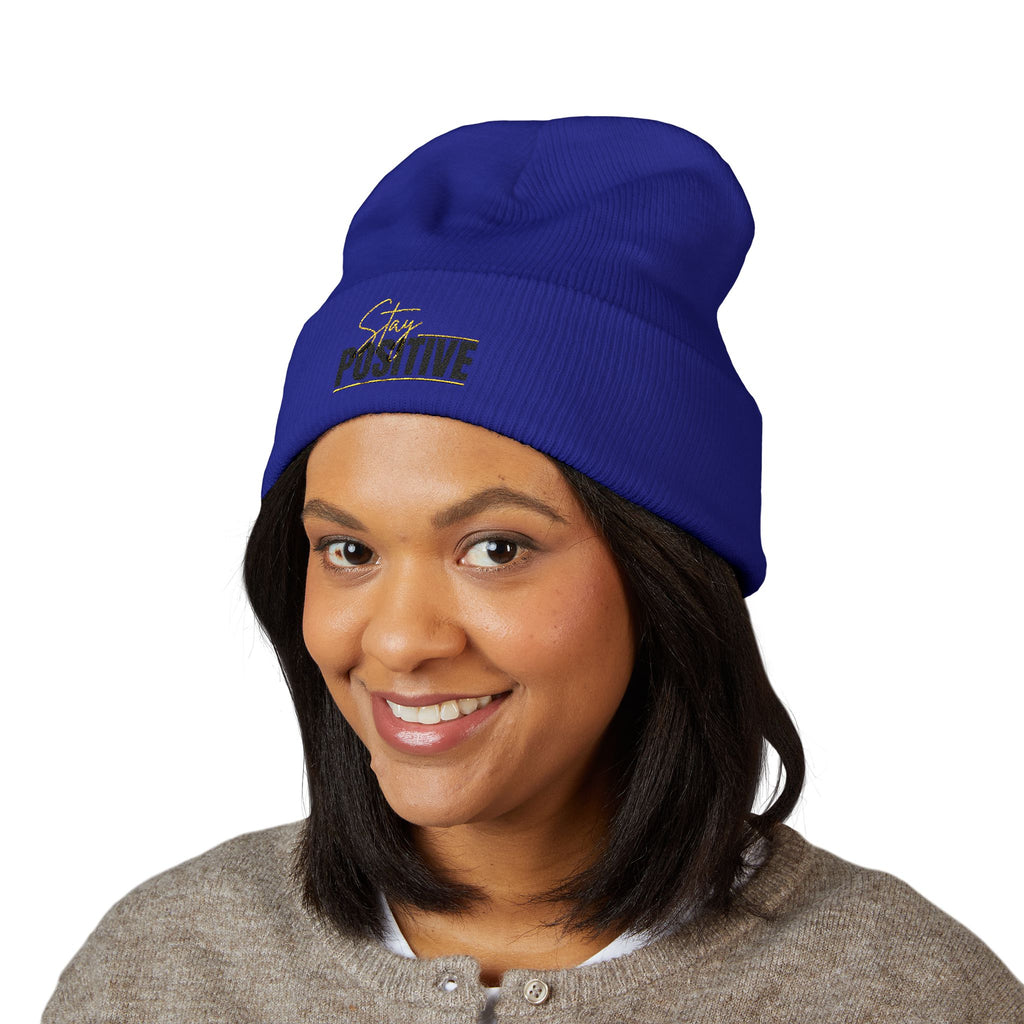 Stay Positive Always Embroidered Cuffed Beanie