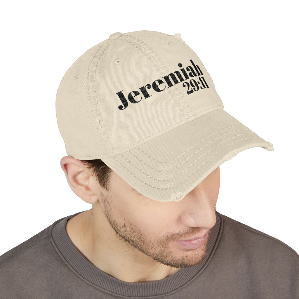 God’s Promise: Jeremiah 29:11 Distressed Dad Hat (Embroidery)