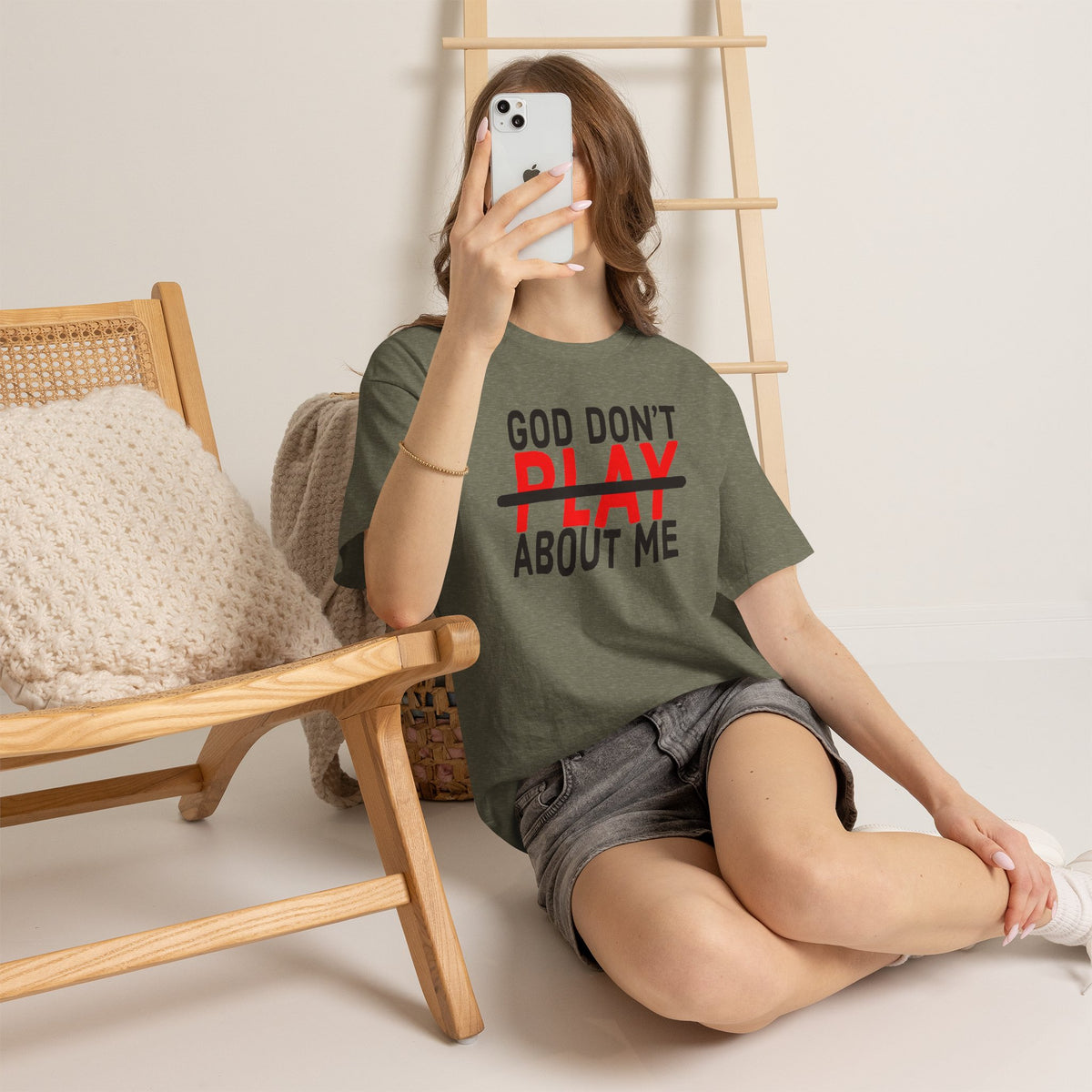 T-Shirt — "God Don't Play About Me" Bold Faith Tee