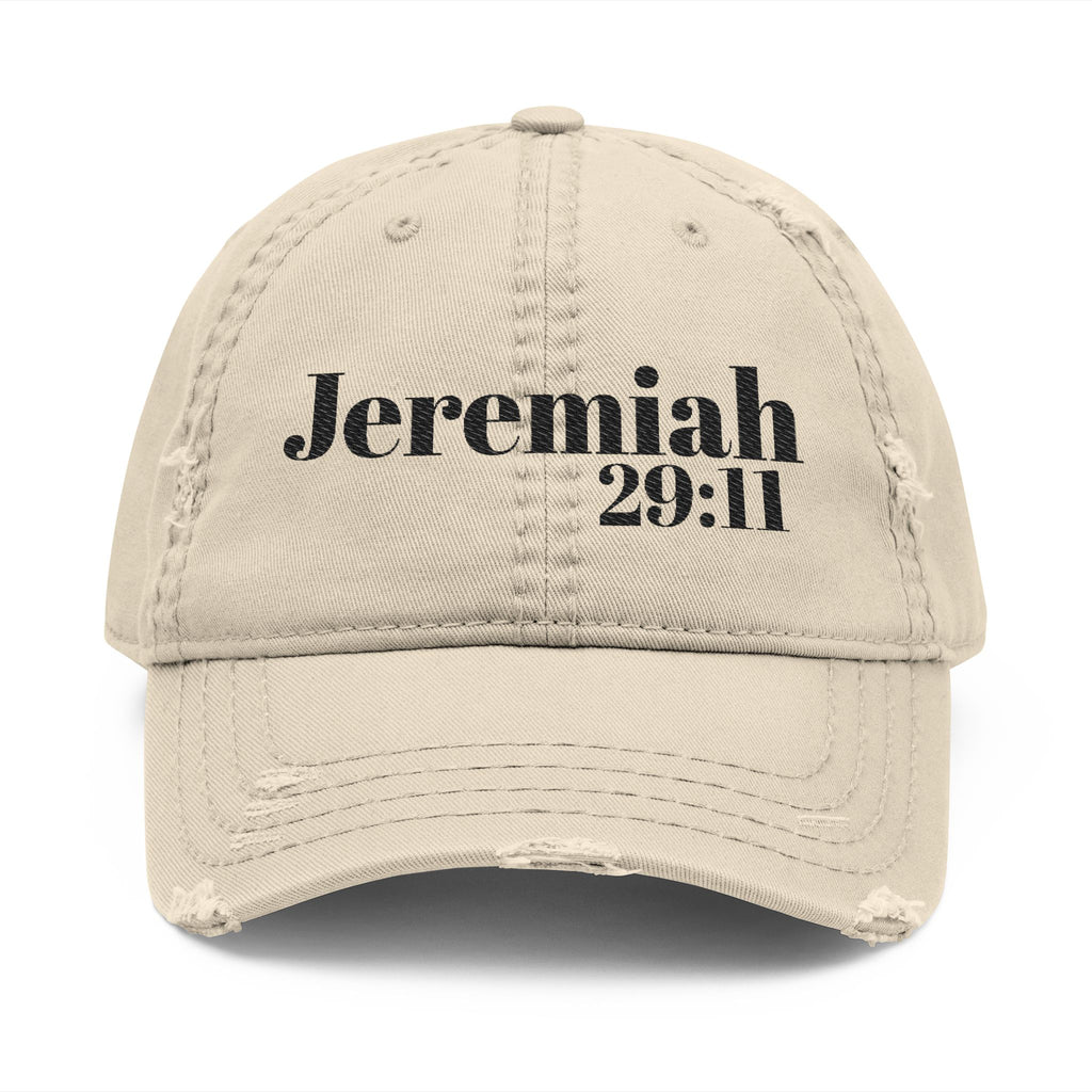 God’s Promise: Jeremiah 29:11 Distressed Dad Hat (Embroidery)
