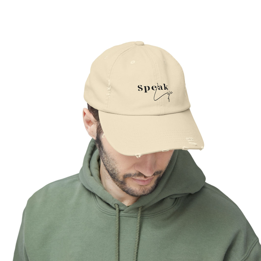 Speak Life Over Yourself Distressed Embroidered Hat