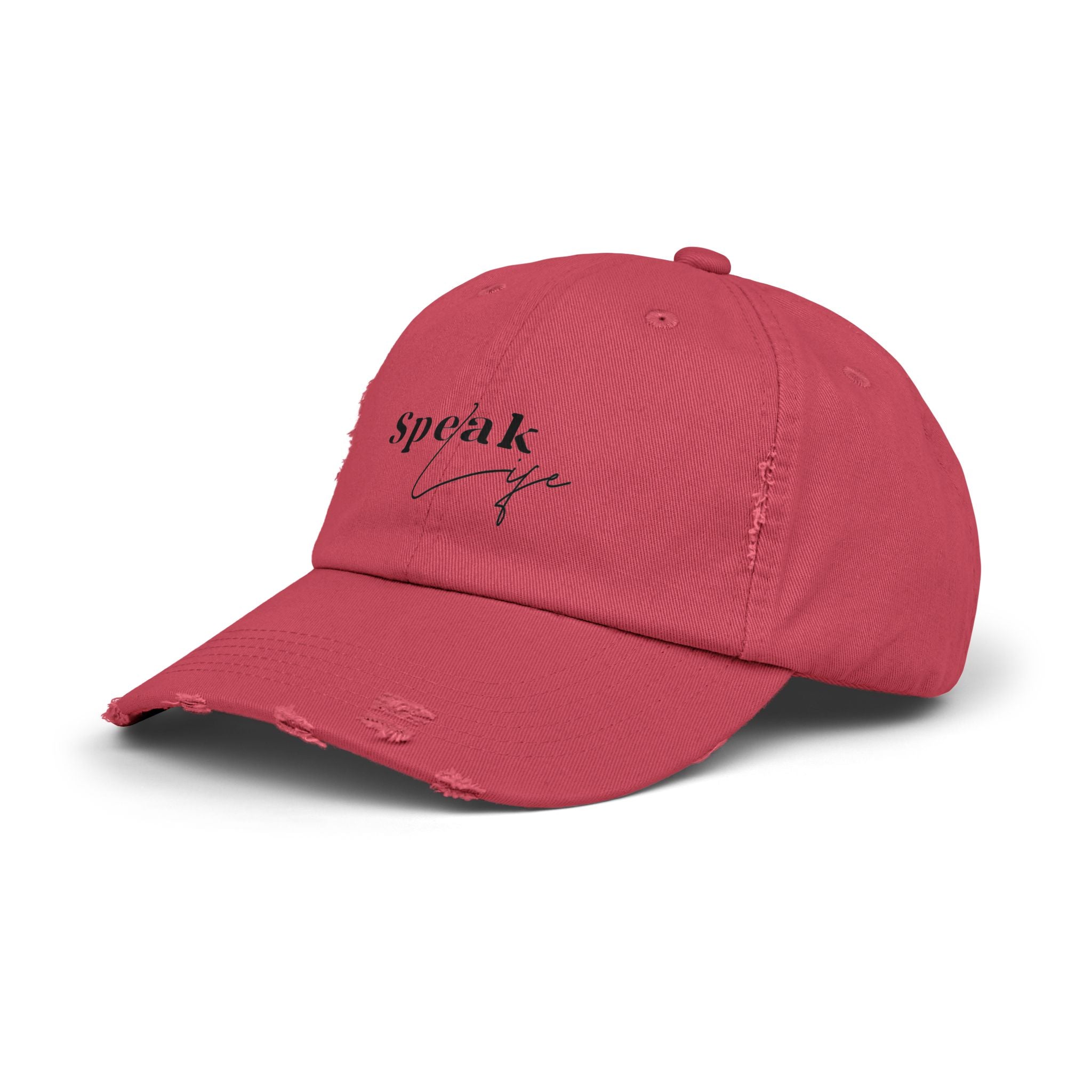 Speak Life Over Yourself Distressed Embroidered Hat