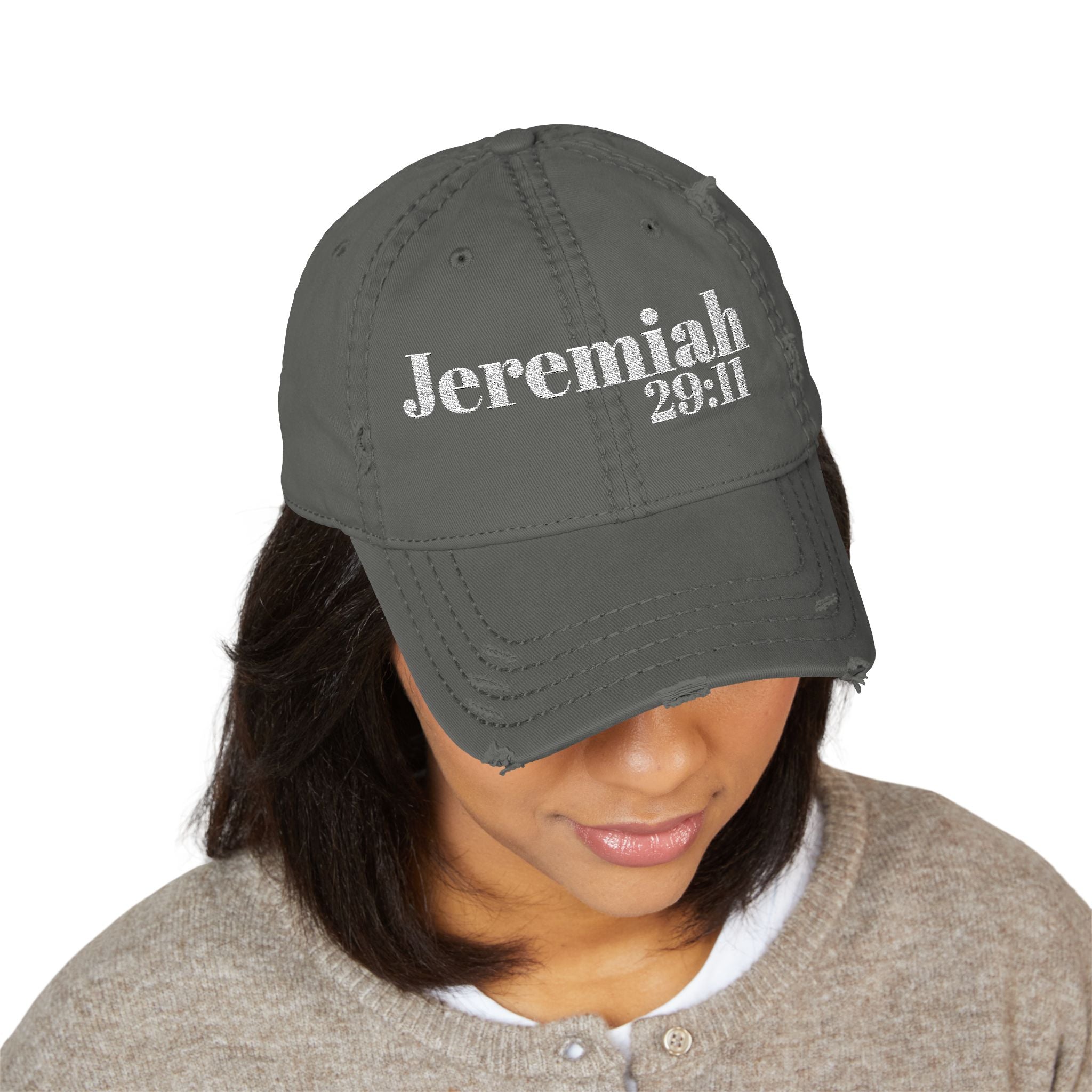 God’s Promise: Jeremiah 29:11 Distressed Dad Hat (Embroidery)