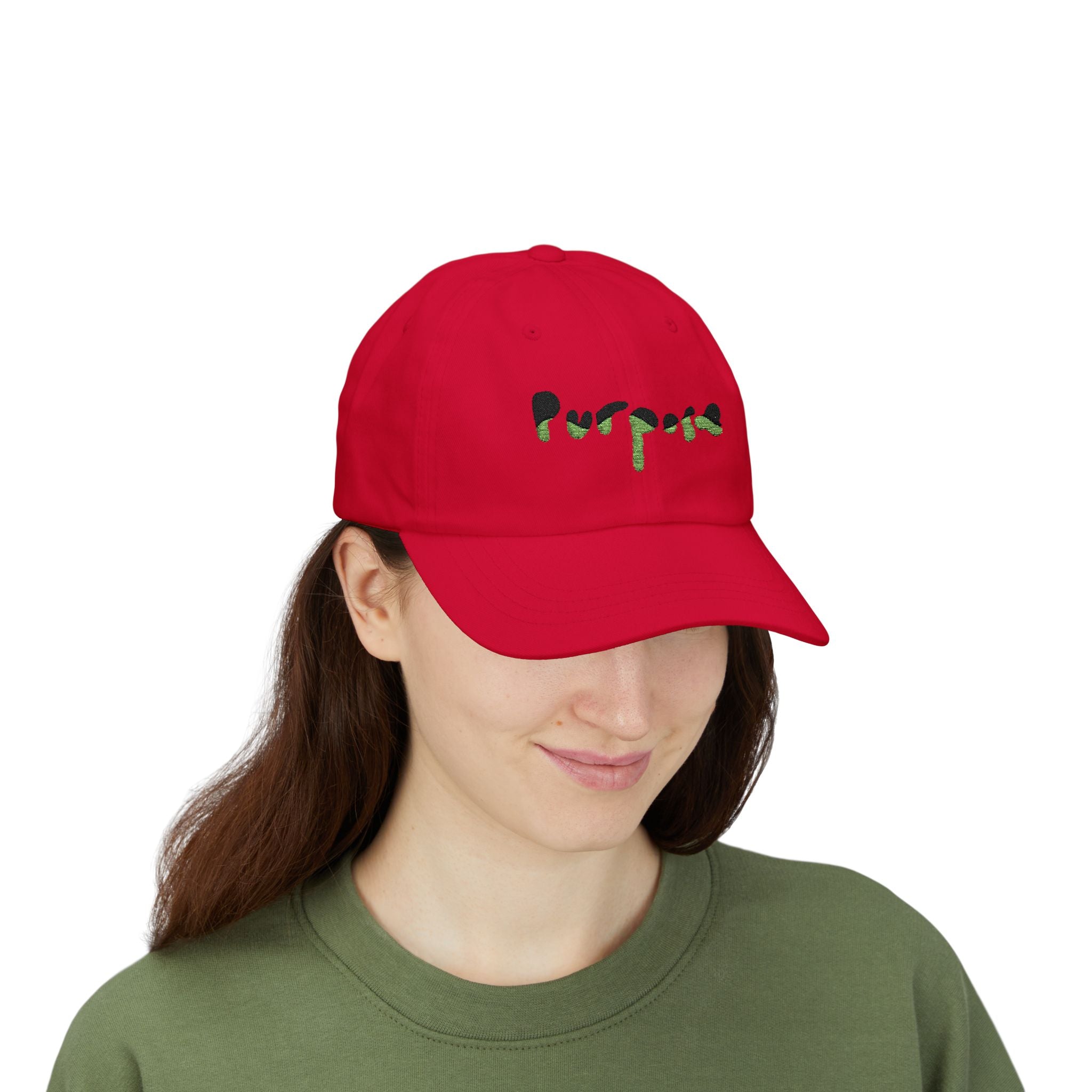 Purpose Driven Green Camo Script Embroidered Hat