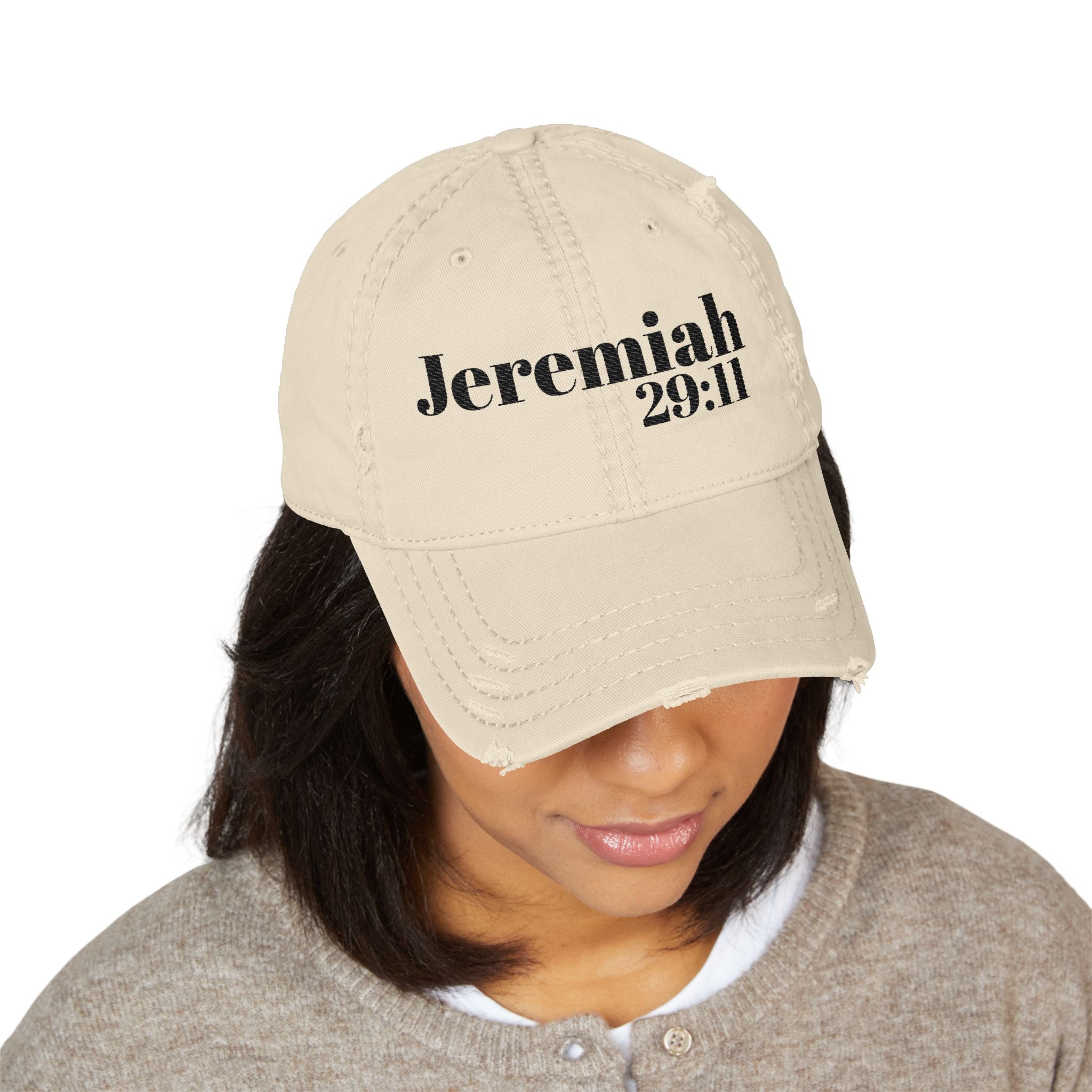 God’s Promise: Jeremiah 29:11 Distressed Dad Hat (Embroidery)