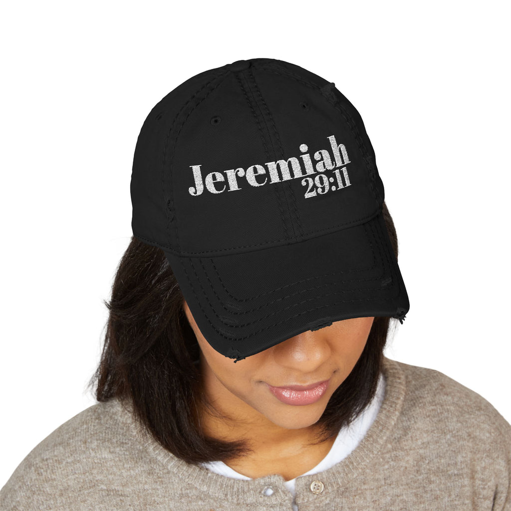 God’s Promise: Jeremiah 29:11 Distressed Dad Hat (Embroidery)