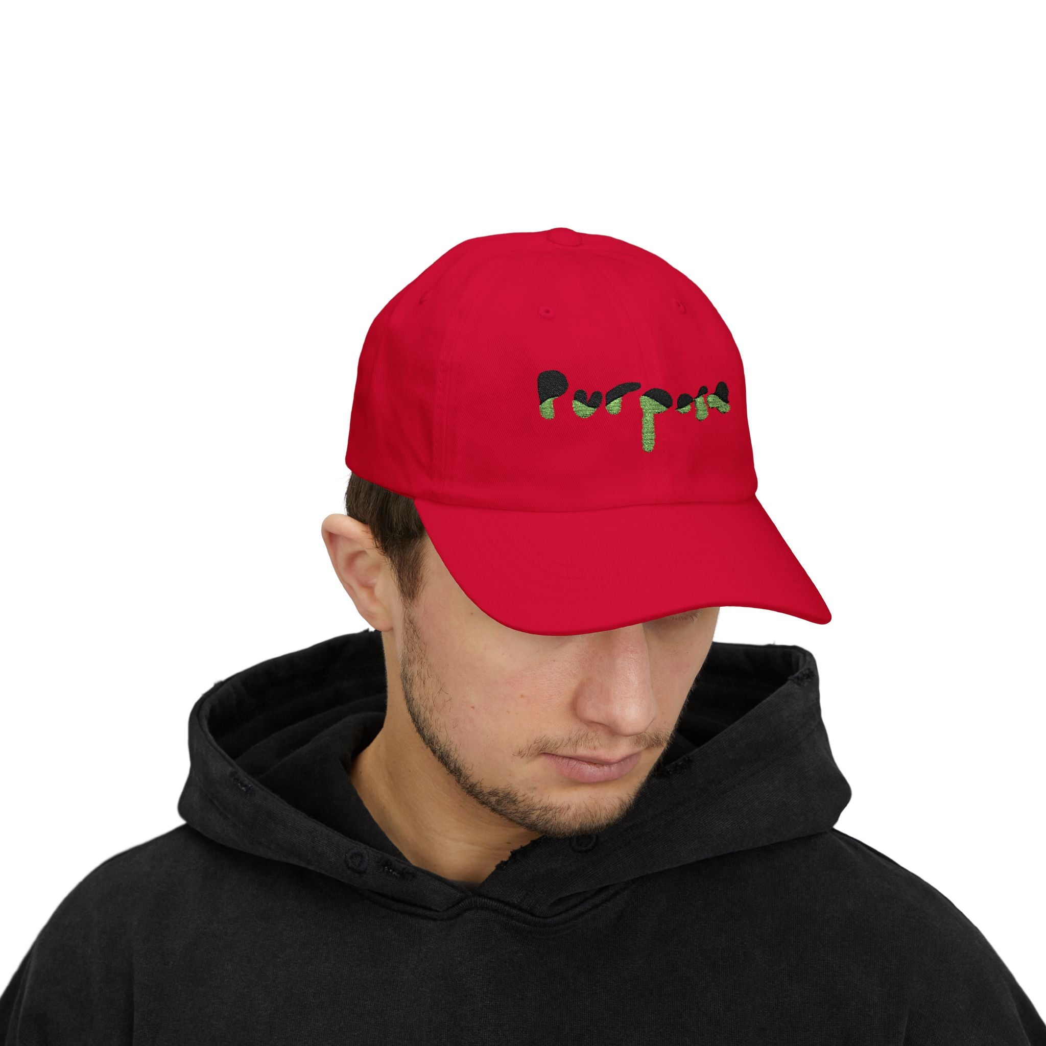 Purpose Driven Green Camo Script Embroidered Hat