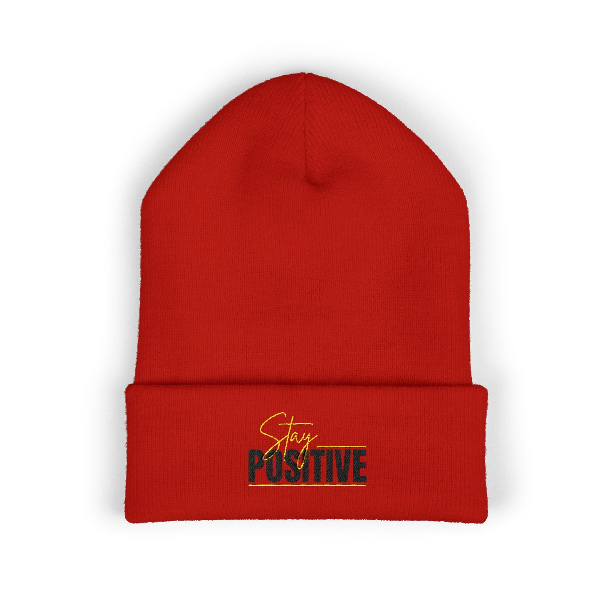 Stay Positive Always Embroidered Cuffed Beanie