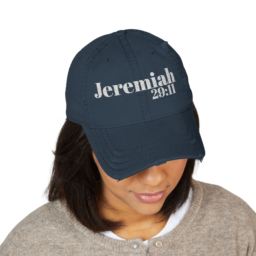 God’s Promise: Jeremiah 29:11 Distressed Dad Hat (Embroidery)
