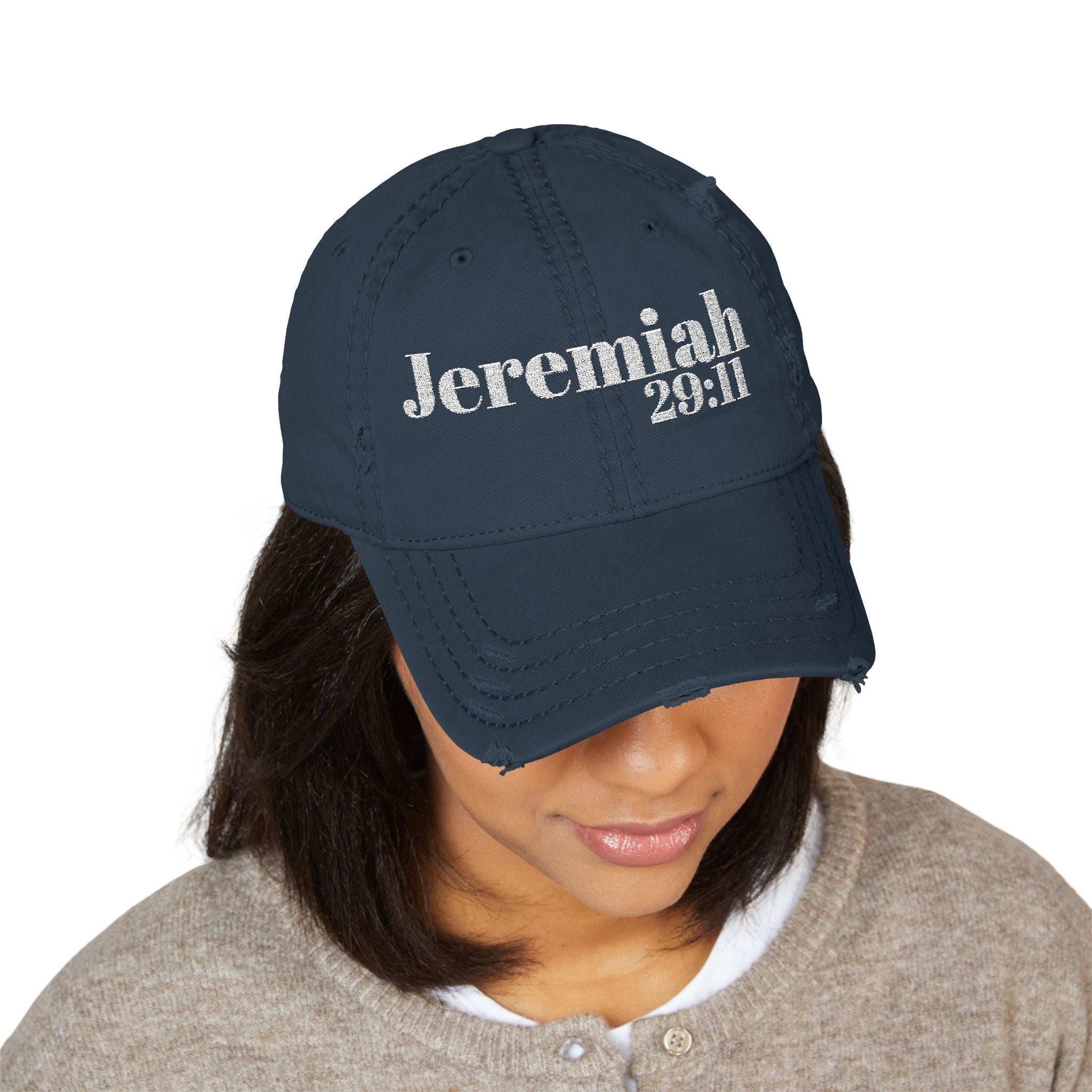 God’s Promise: Jeremiah 29:11 Distressed Dad Hat (Embroidery)