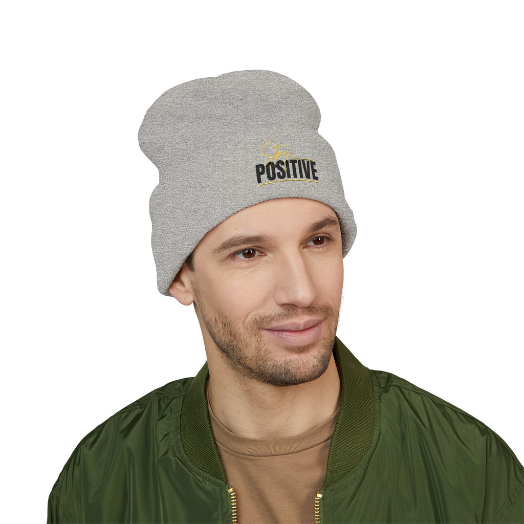 Stay Positive Always Embroidered Cuffed Beanie