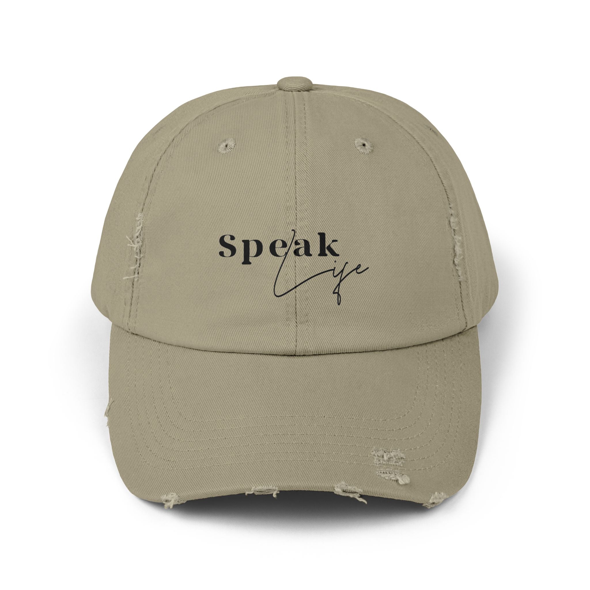 Speak Life Over Yourself Distressed Embroidered Hat