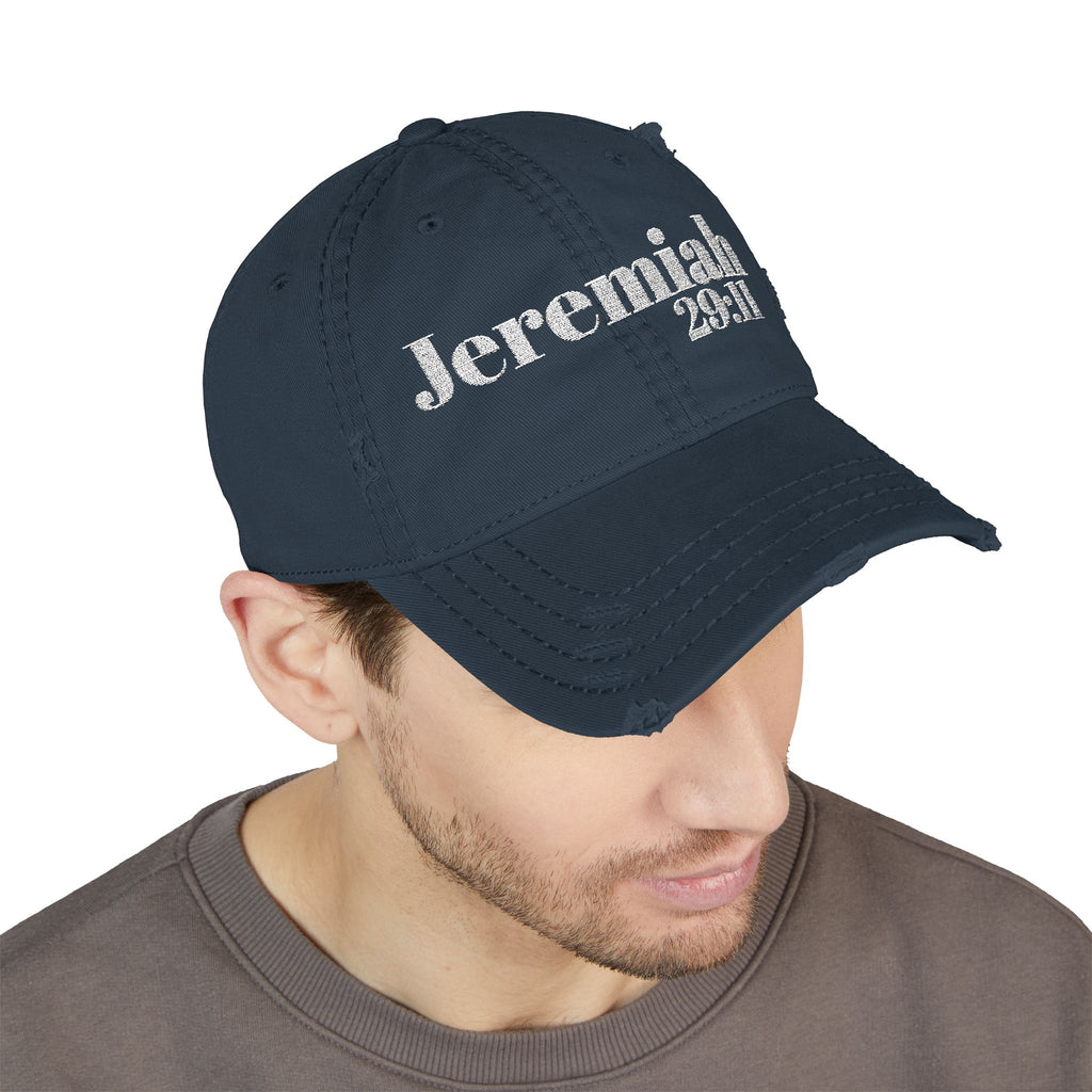 God’s Promise: Jeremiah 29:11 Distressed Dad Hat (Embroidery)