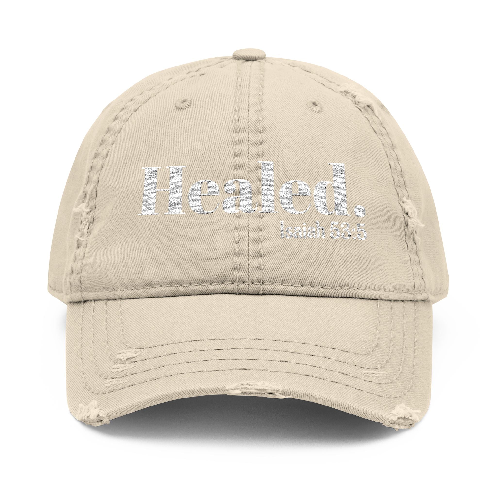 Healed. And Renewed Isaiah 53:5 Distressed Hat