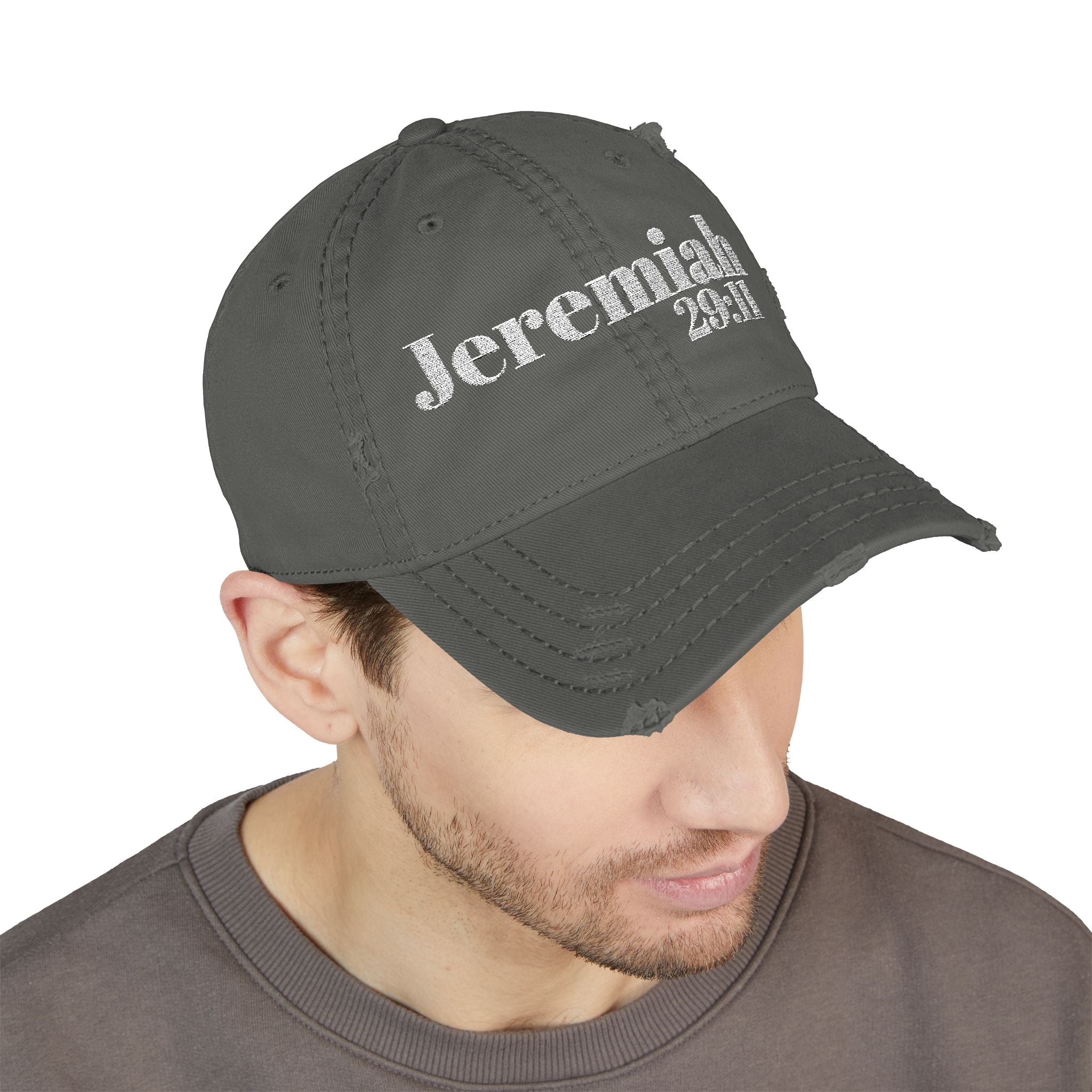 God’s Promise: Jeremiah 29:11 Distressed Dad Hat (Embroidery)