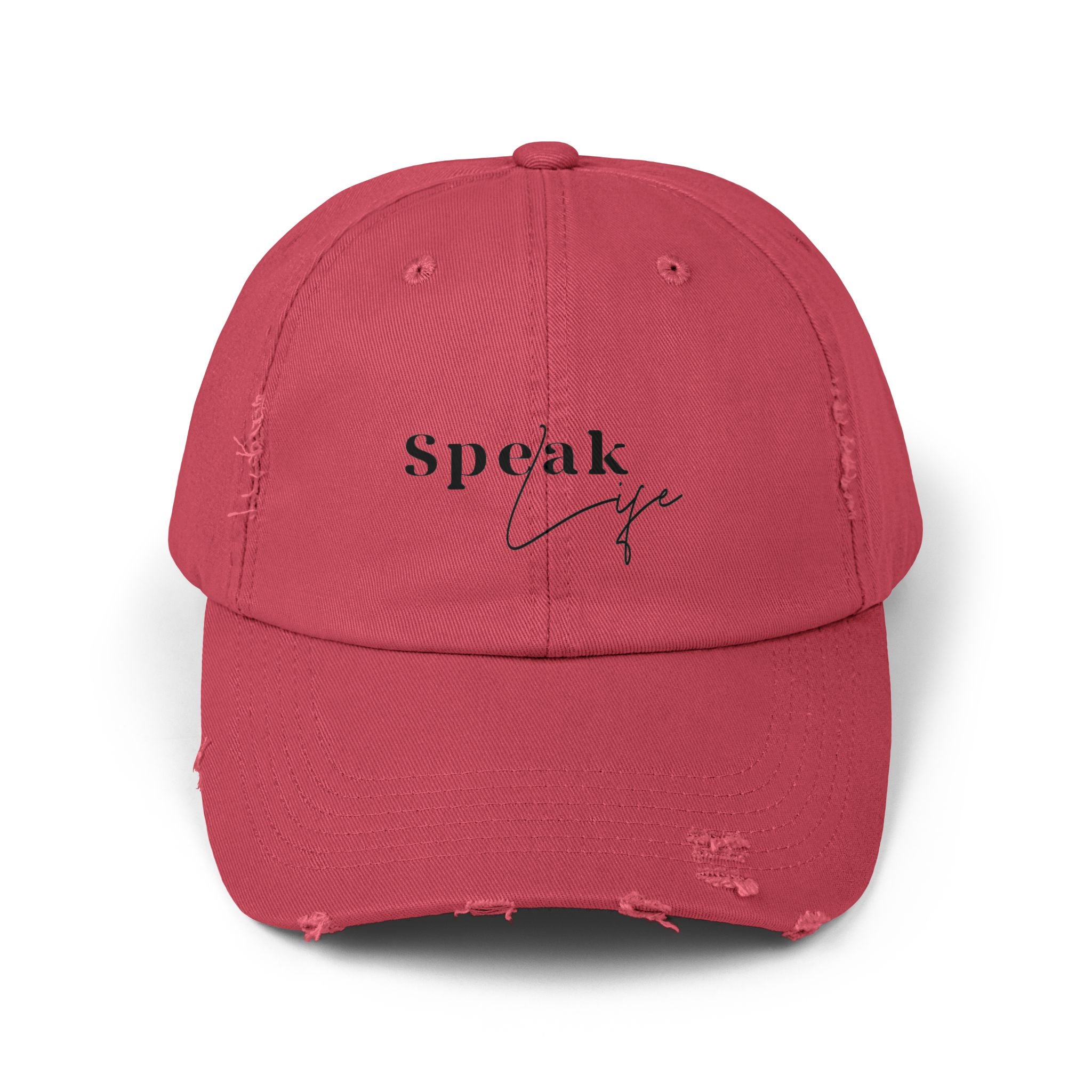 Speak Life Over Yourself Distressed Embroidered Hat