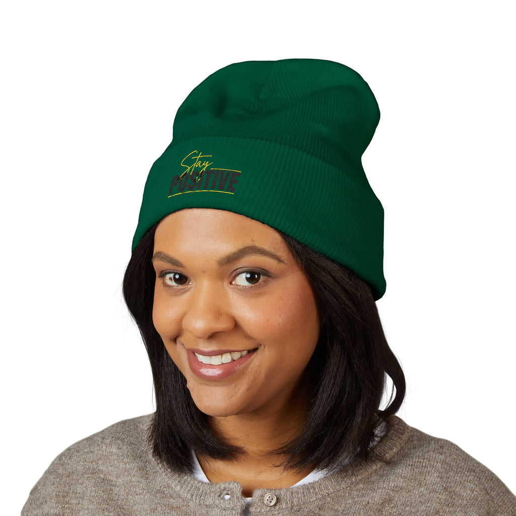 Stay Positive Always Embroidered Cuffed Beanie