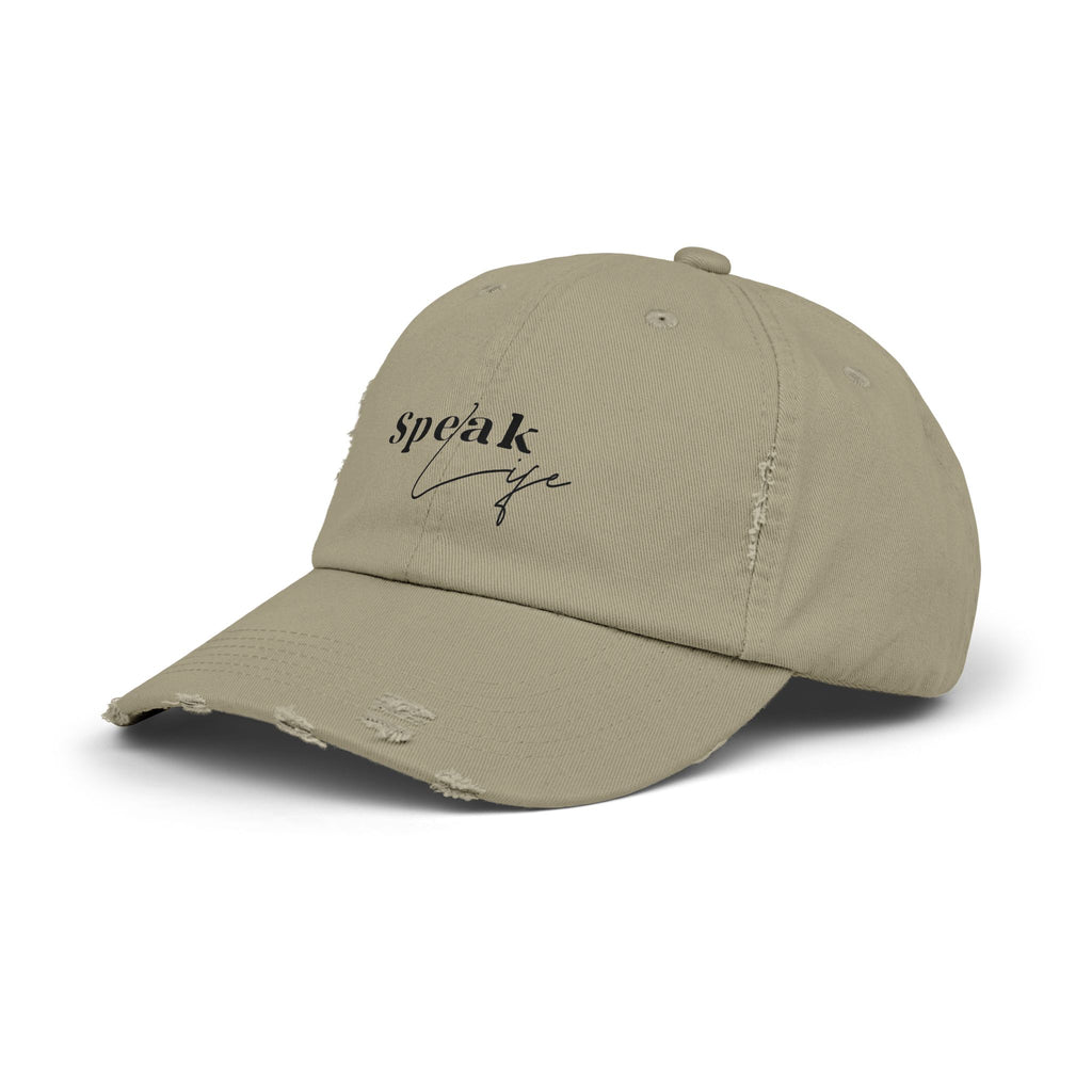 Speak Life Over Yourself Distressed Embroidered Hat