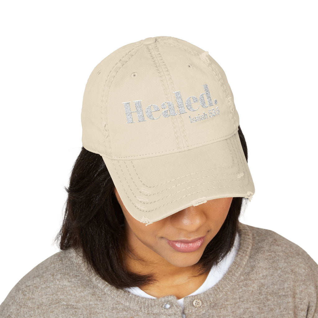 Healed. And Renewed Isaiah 53:5 Distressed Hat