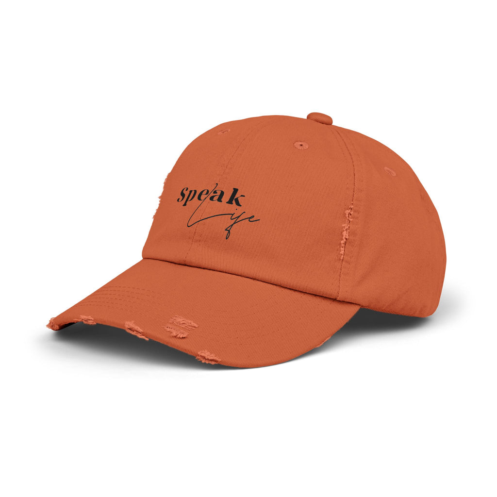 Speak Life Over Yourself Distressed Embroidered Hat