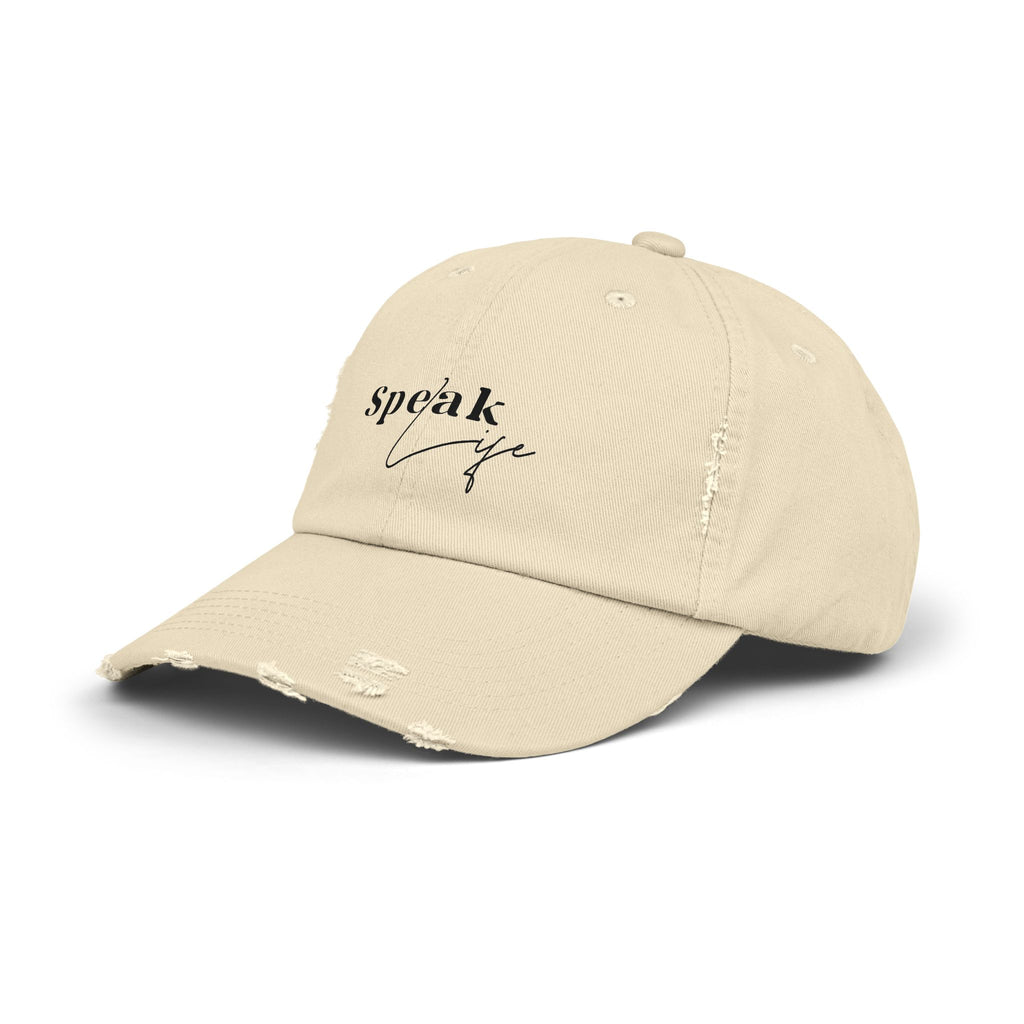 Speak Life Over Yourself Distressed Embroidered Hat
