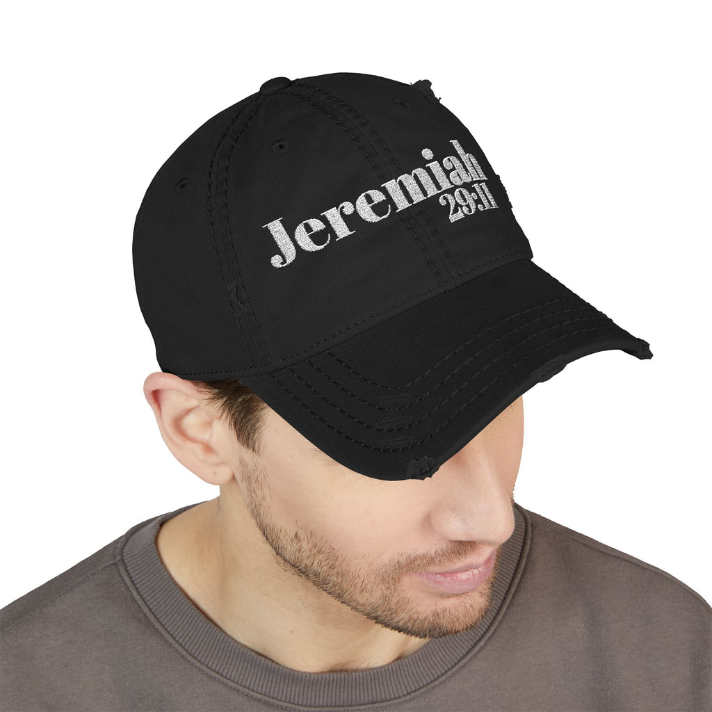 God’s Promise: Jeremiah 29:11 Distressed Dad Hat (Embroidery)